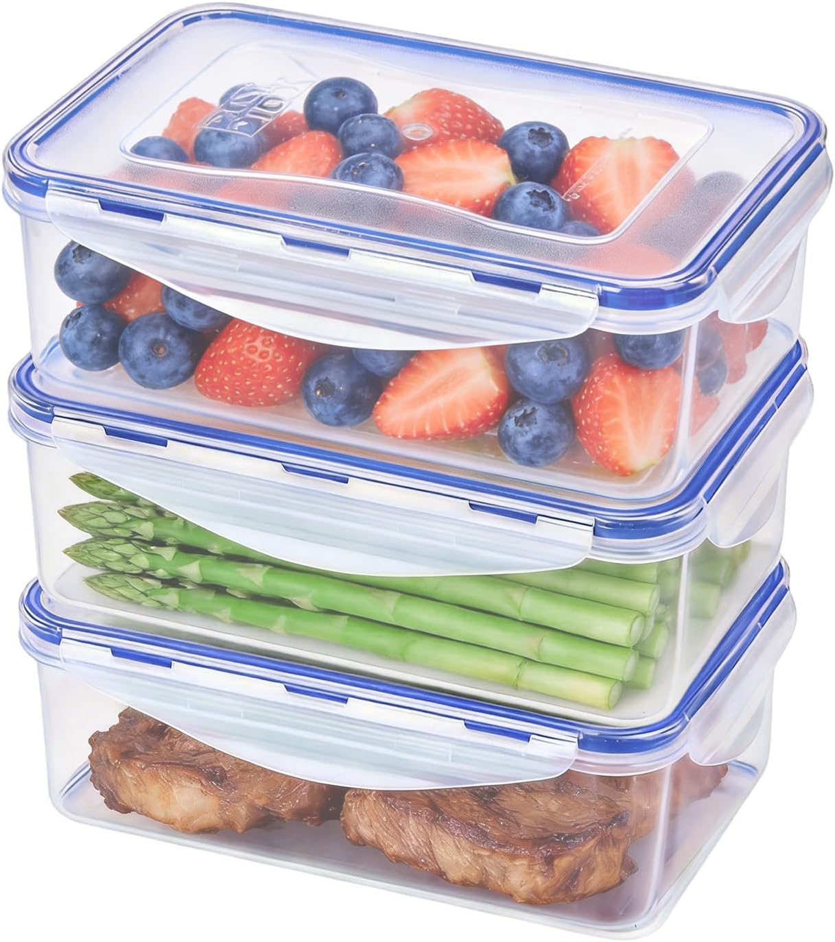 Food Storage Containers, 4 Sided Locking Lids, Airtight, Leak-Proof & Stackable