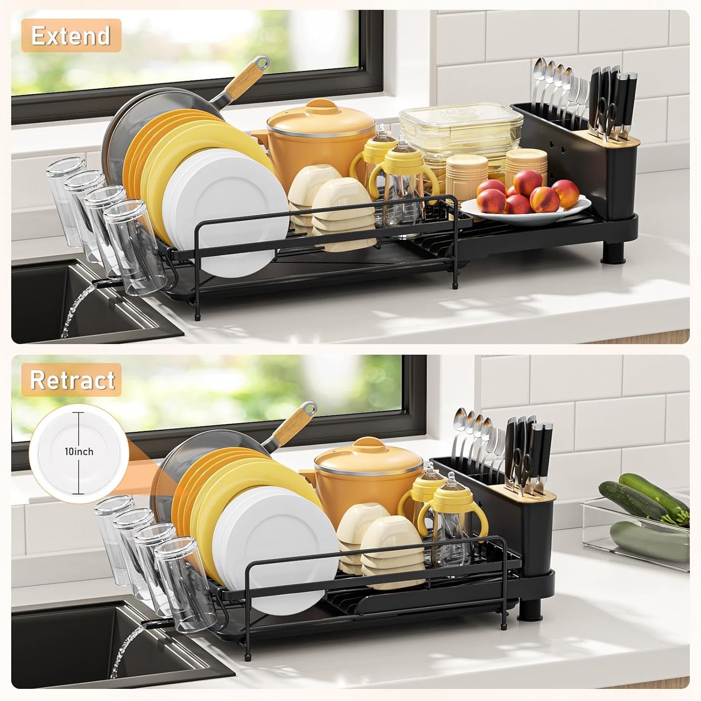 Large Dish Drying Rack, Multifunctional Dish Rack for Kitchen Counter