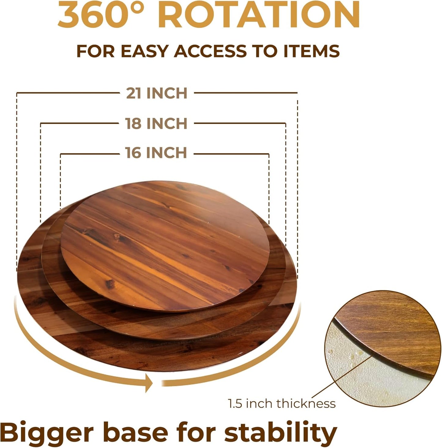 16" Acacia Wood Turntable Organizer | Lazy Susan for Table Top