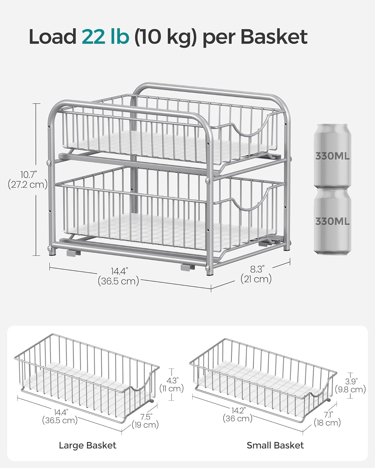 2-Tier Pull Out Cabinet Organizers, Under Sink Organizer, Bathroom Organizer and Storage