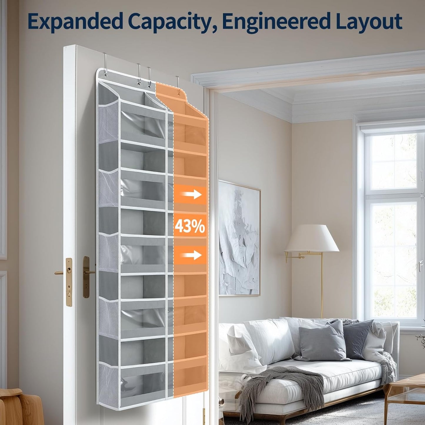 5-Tier Over The Door Organizer Dual-Column, 80lbs Load Over The Door Storage of 10 Compartments