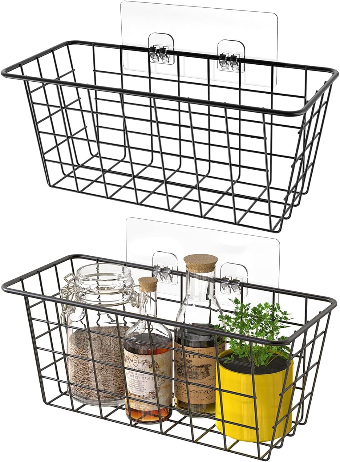 Hanging Kitchen Baskets Wire Storage Basket Over the Cabinet Door Organizer