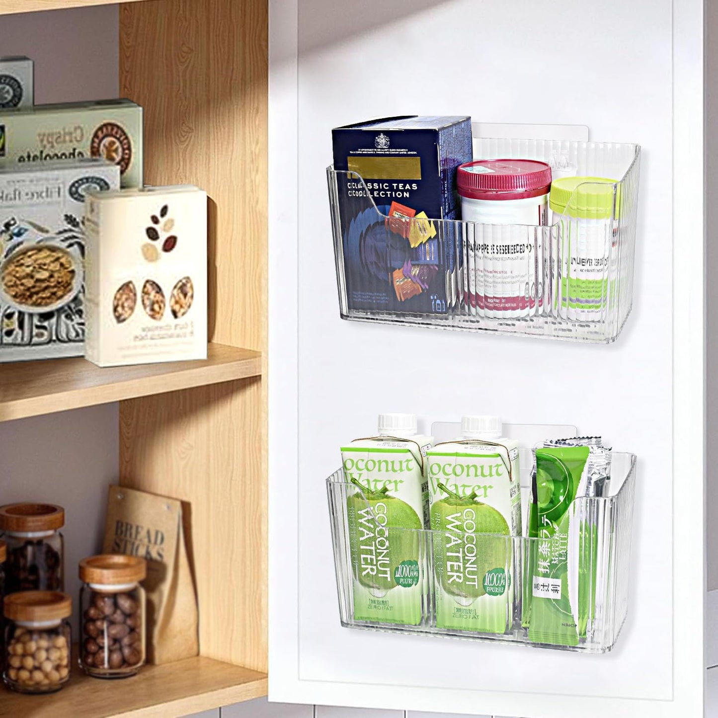 2 Pack Adhesive Cabinet Door Organizer Storage Caddy