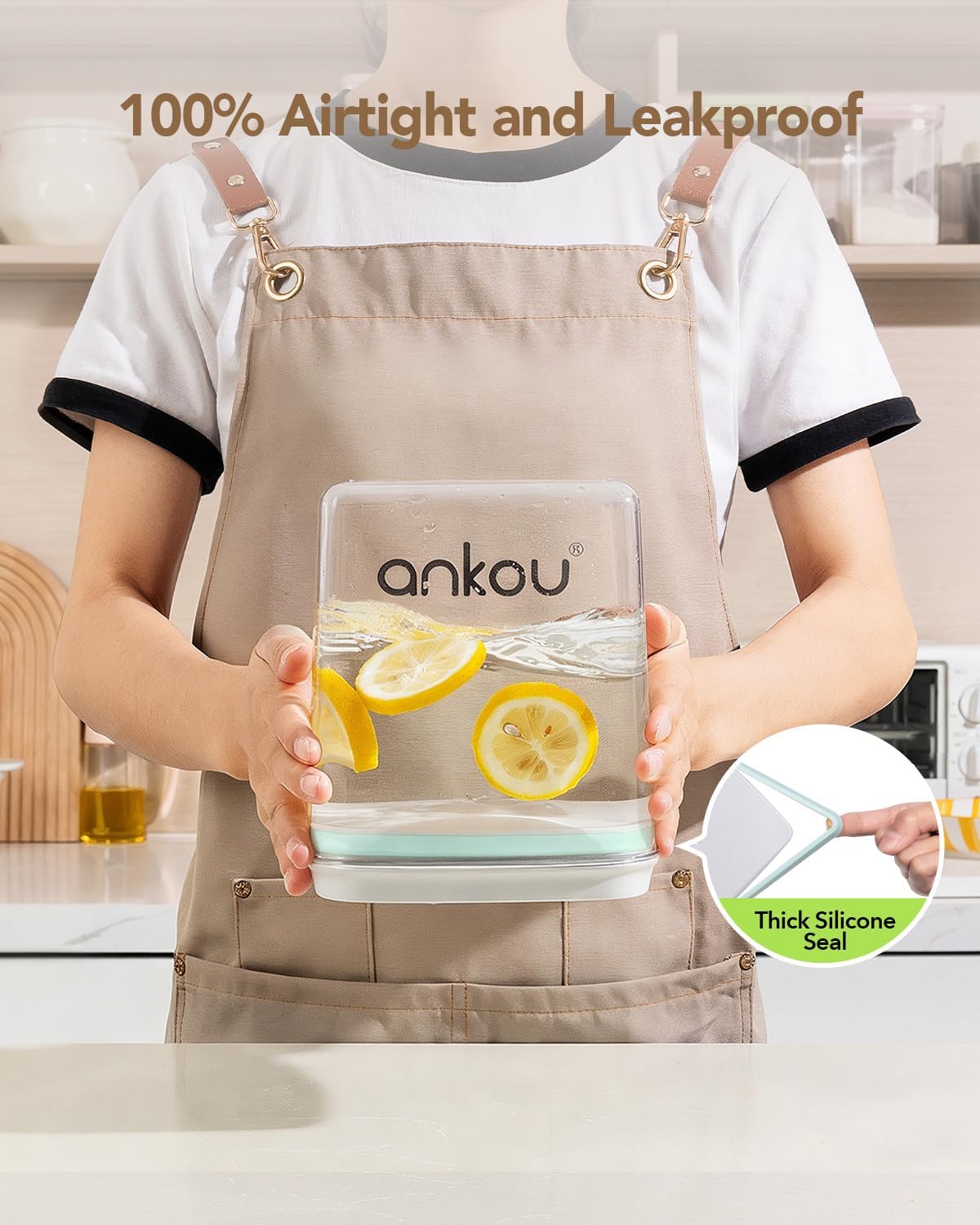 Food Storage Container Sets, 2.8 Qt + 4.2 Qt *2 Airtight Canisters with Lids and 130ml Scoop