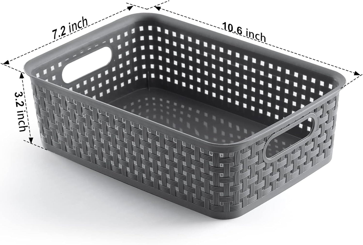 Plastic Storage Baskets - 8 Pack, Gray, Durable, Easy to Use, Flexible, Multi-Purpose