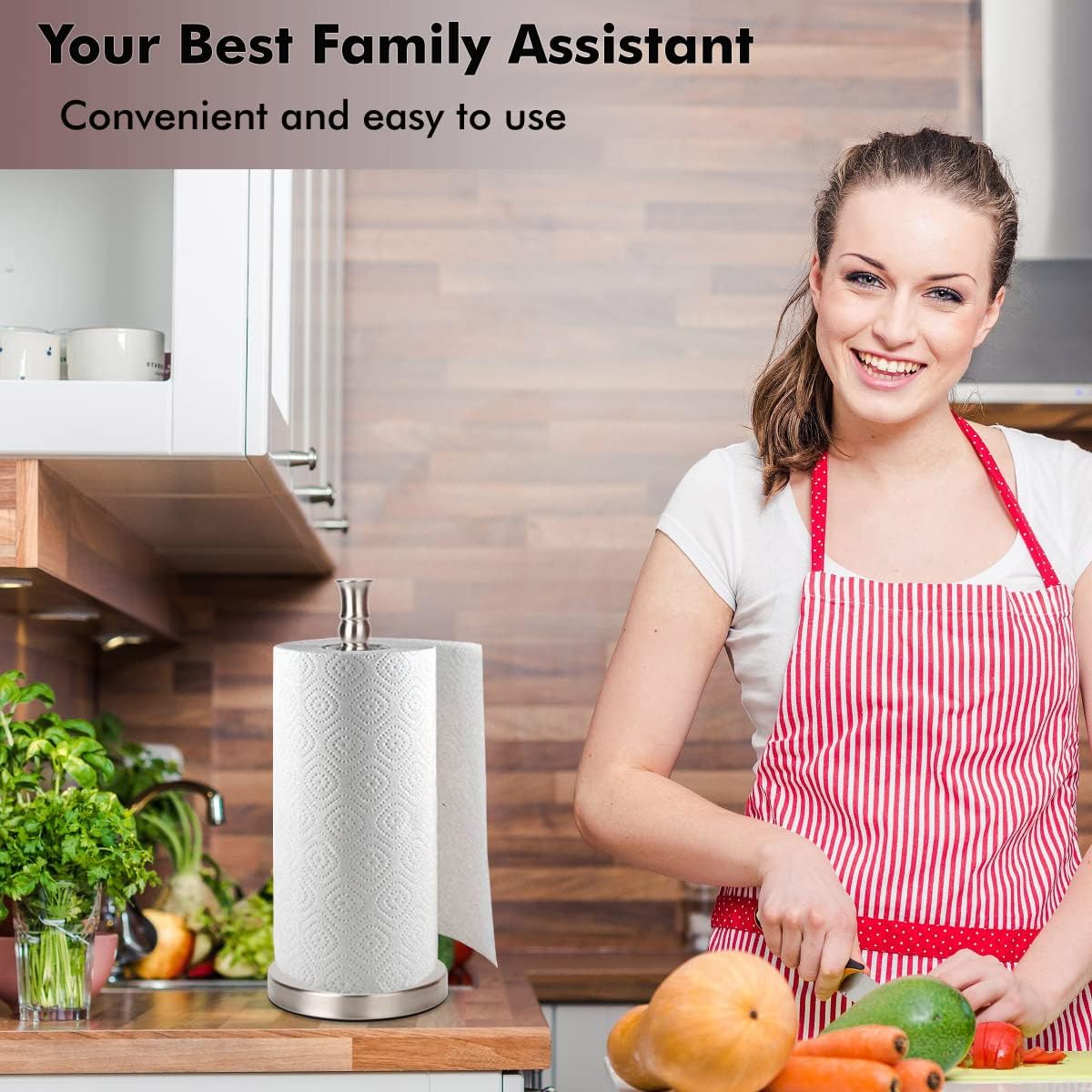 Paper Towel Holder Stand Countertop with Heavy Weighted Stainless Steel Base