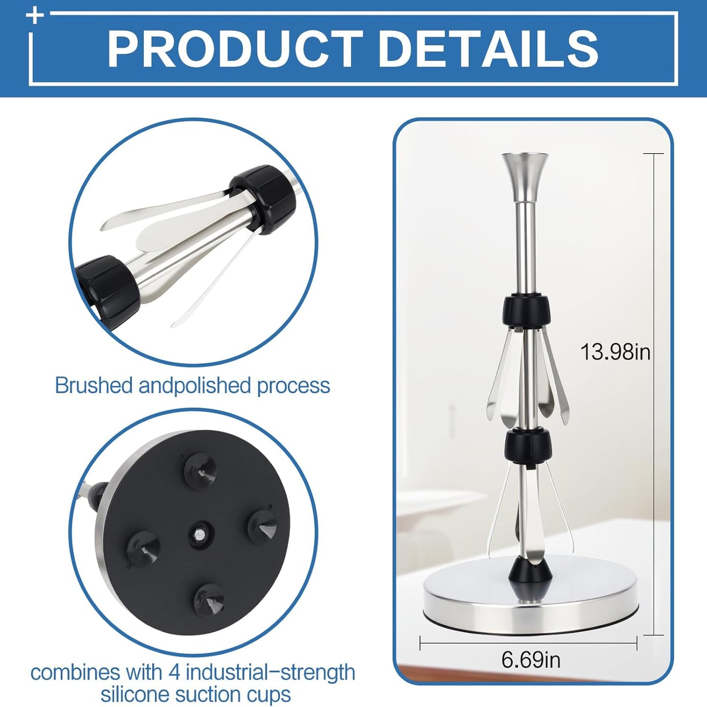 Paper Towel Holder Countertop with Suction Cups
