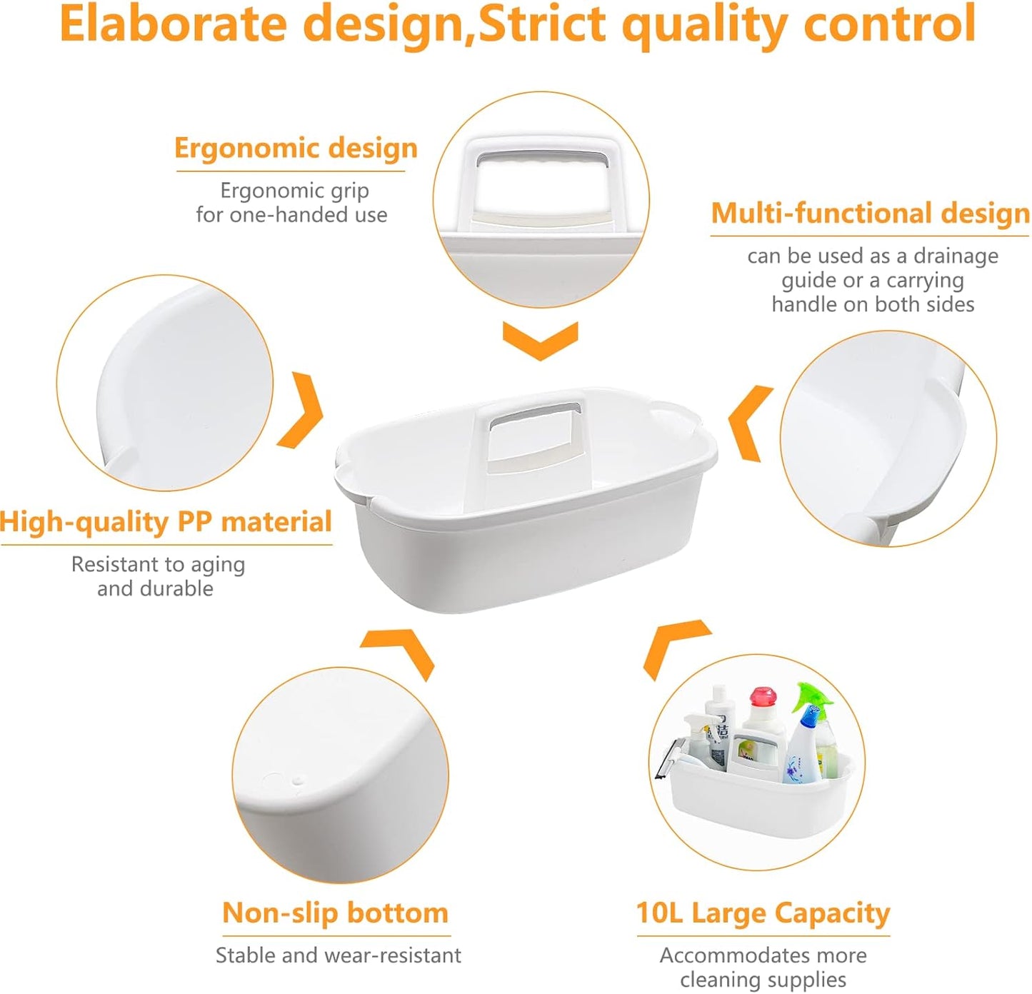 Multi-Purpose Plastic Cleaning Caddy with Handle