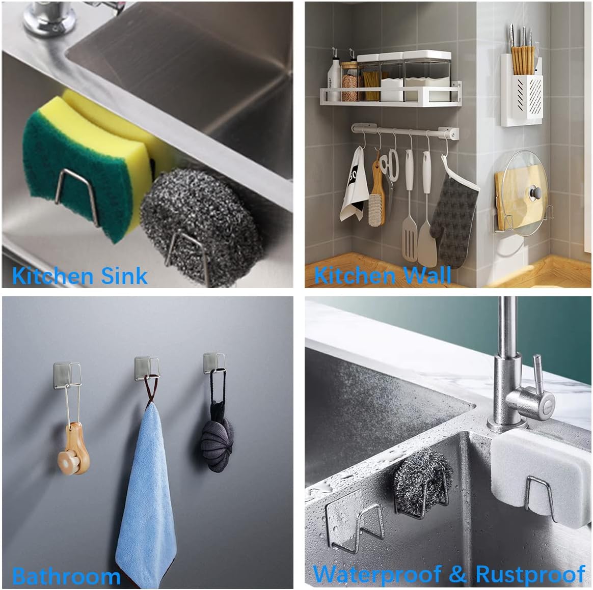 4Pcs Premium Sink Sponge Holder for Kitchen Sink Caddy Brush