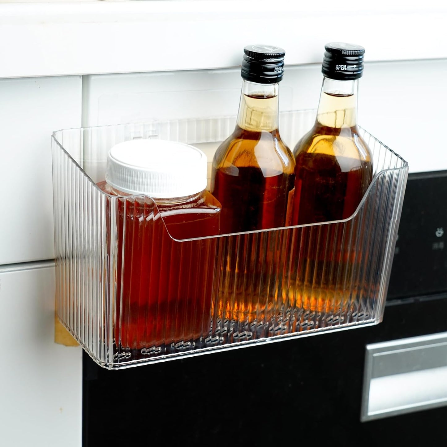 2 Pack Cabinet Door Organizer, Adhesive Wall Mounted Organizer Bins, Clear Storage Caddy