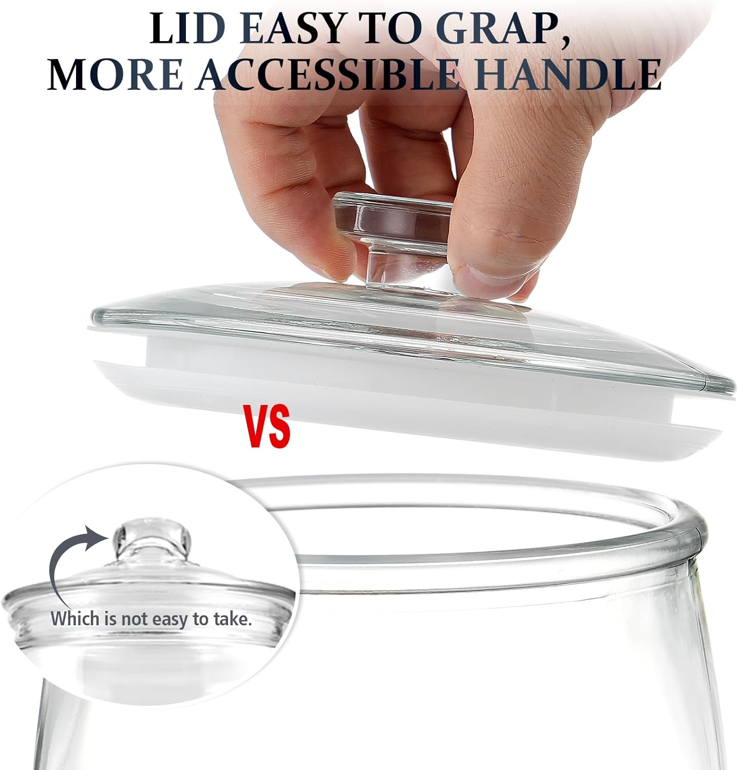 Wide Mouth Apothecary Jar with Lid, 0.5 Gallon Glass Jar for Kitchen Storage and Laundry Room Organization, 72 oz Clear Glass Container for Cookie, Candy, Sugar, Flour, Nuts