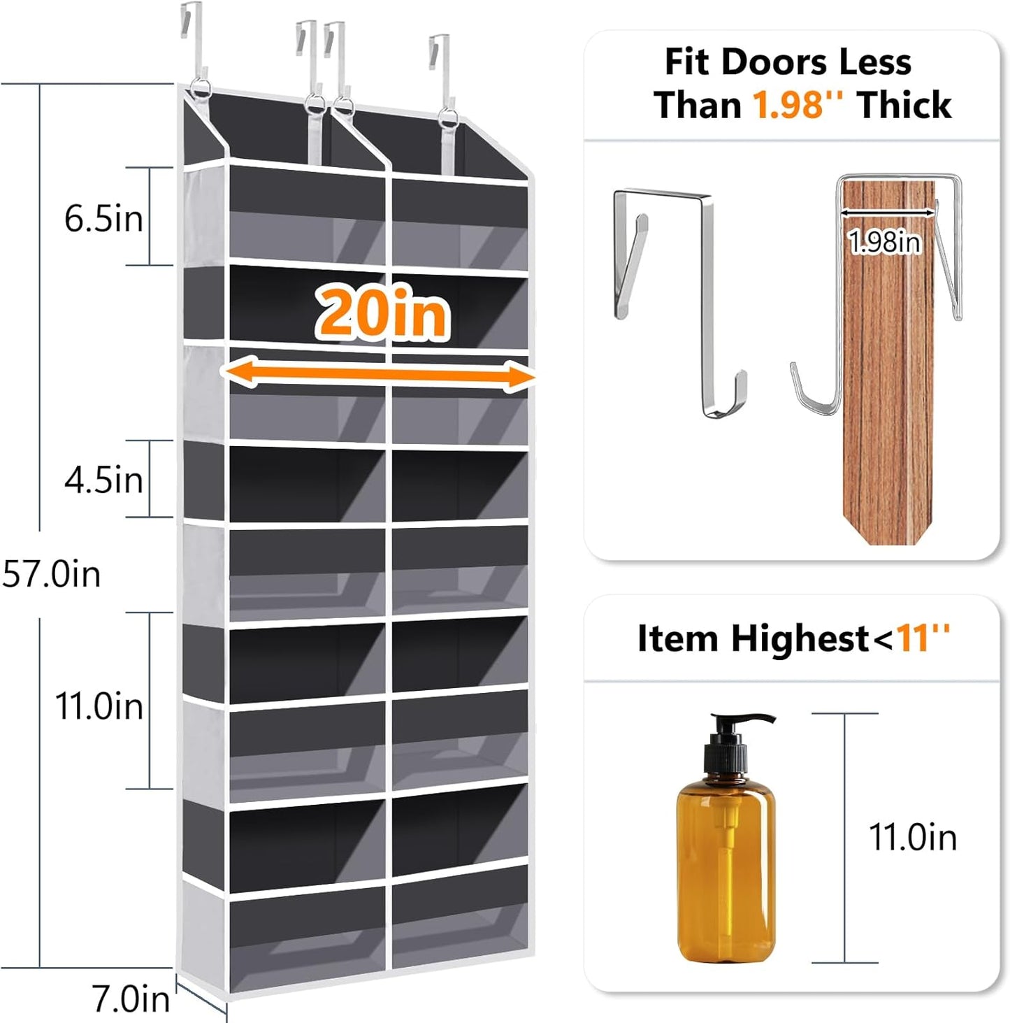 Heavy Duty Over The Door Organizer 5 Tiers