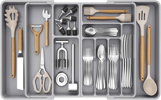 Utensil Organizer for Kitchen Drawer, Expandable Cooking Silverware Tray