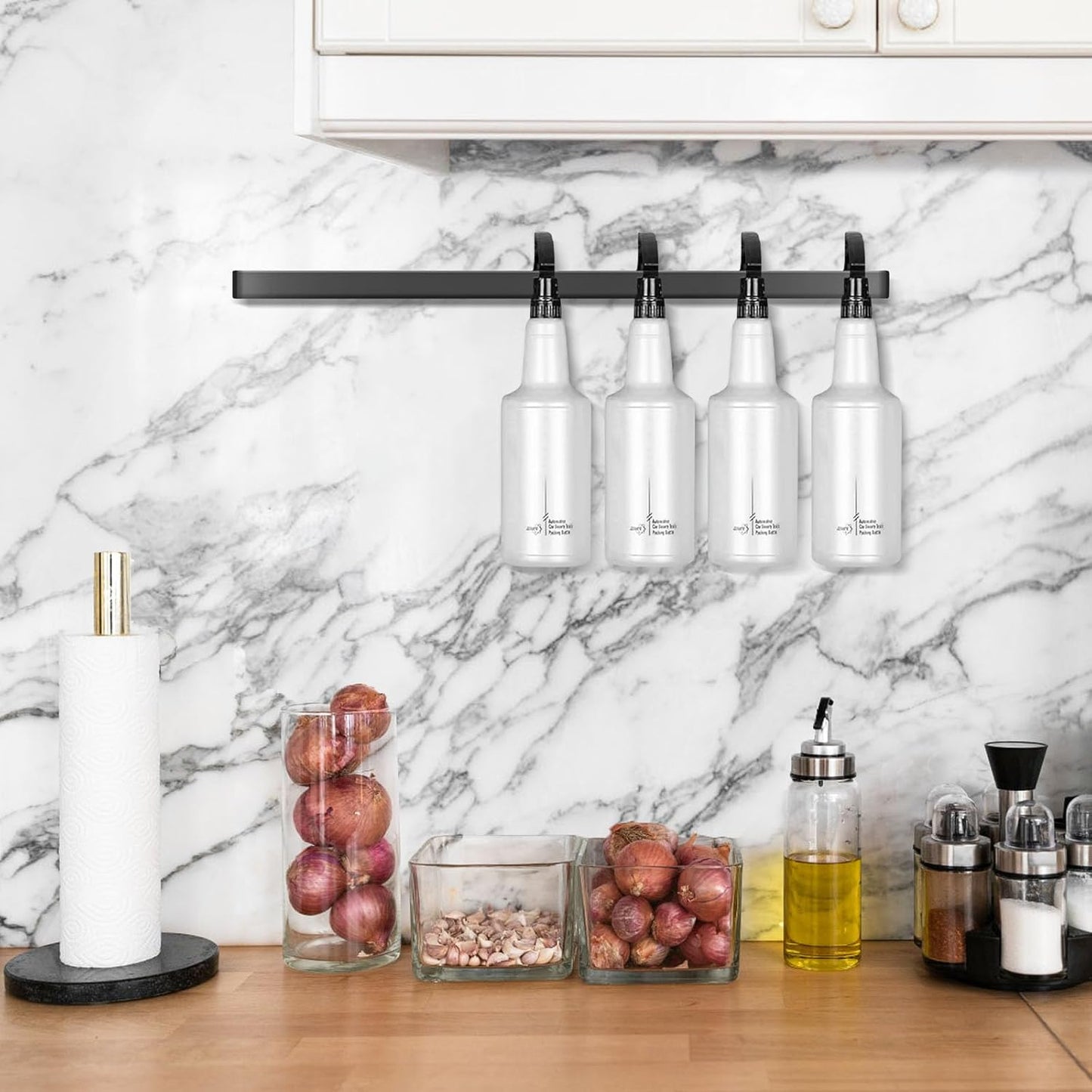 Spray Bottle Holder 14 Inches Slim Stainless-Steel Wall Mount Hanger for Spray Bottle