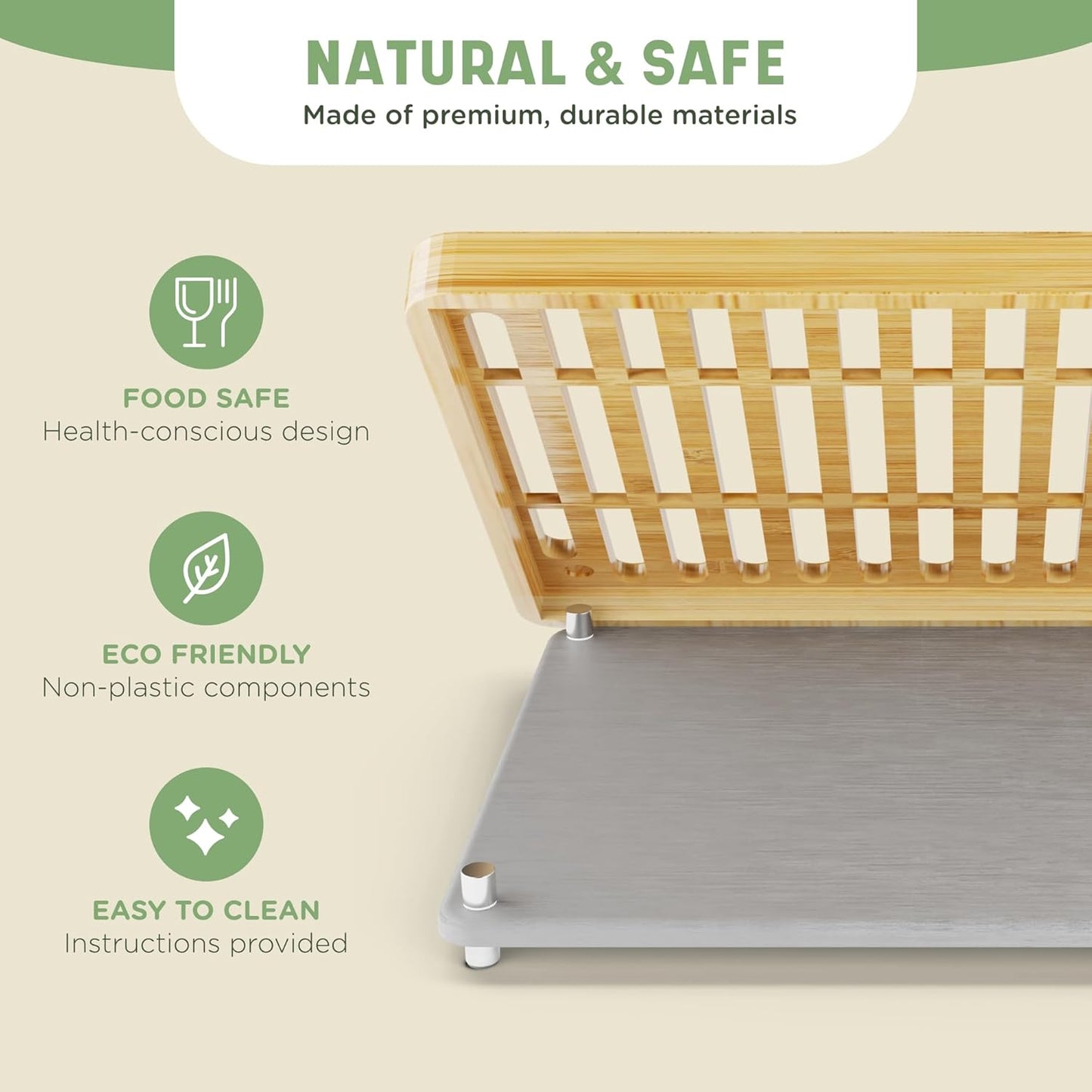 Stone Drying Mat for Kitchen Counter & Bamboo Rack - 16″x12″