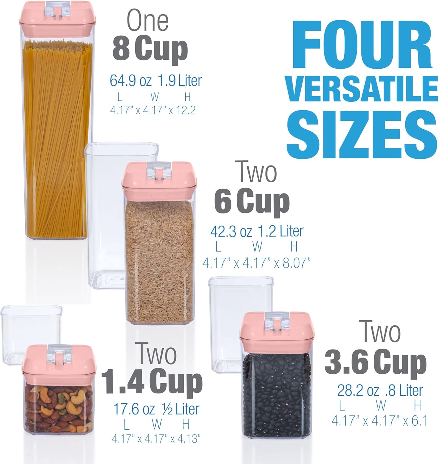 Set of 7 Airtight Food Storage Containers - Pantry Organizer Bins