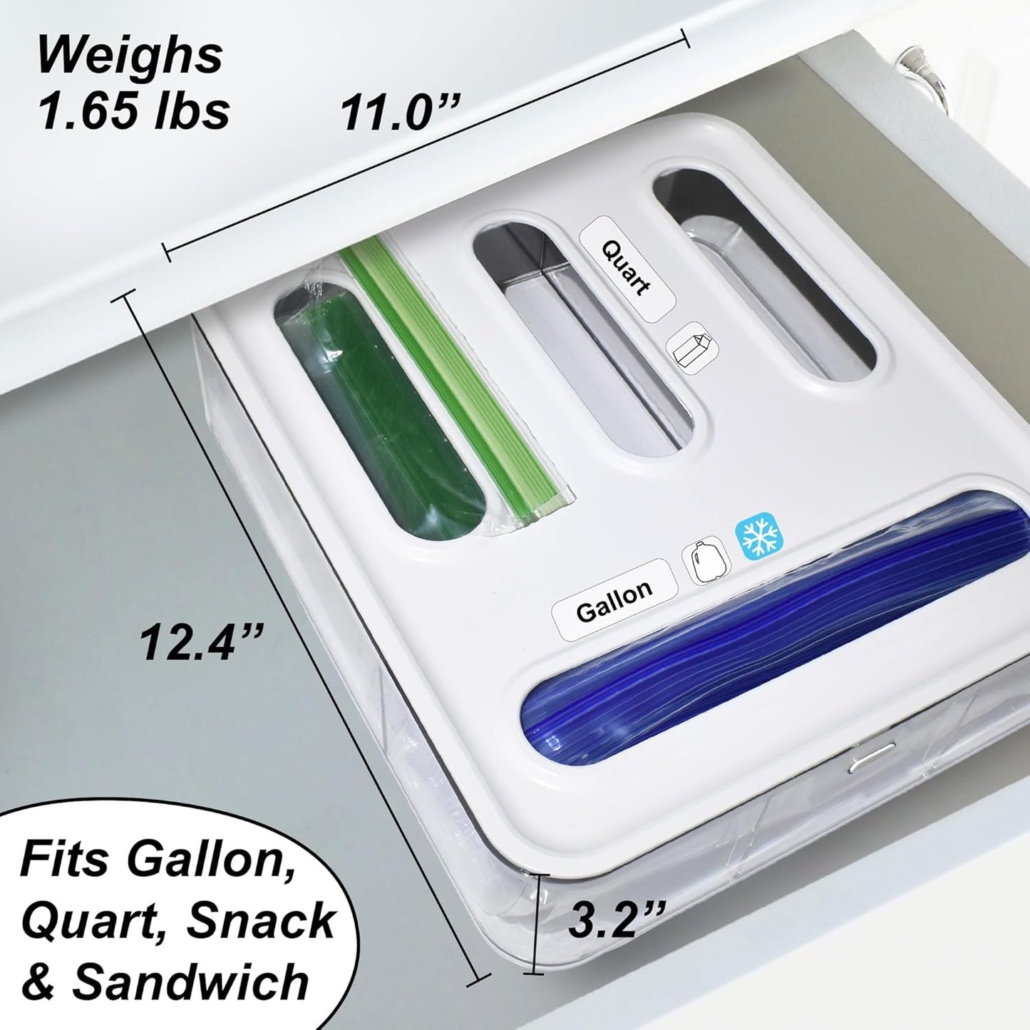 Bag Storage Organizer for Kitchen Drawer, Plastic Bag Container Holder