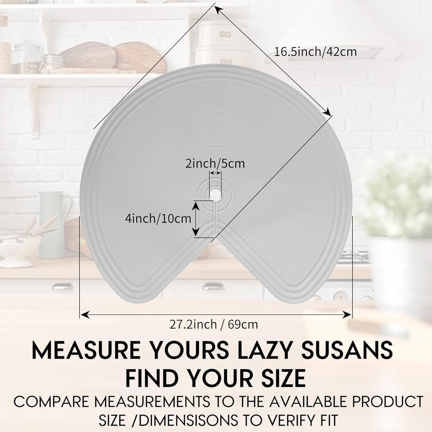 Lazy Susan Shelf Liner,Silicone Lazy Susan Liners for 28in Kitchen Turntables – Non-Slip and Heat-Resistant for Added Convenience 2PCS