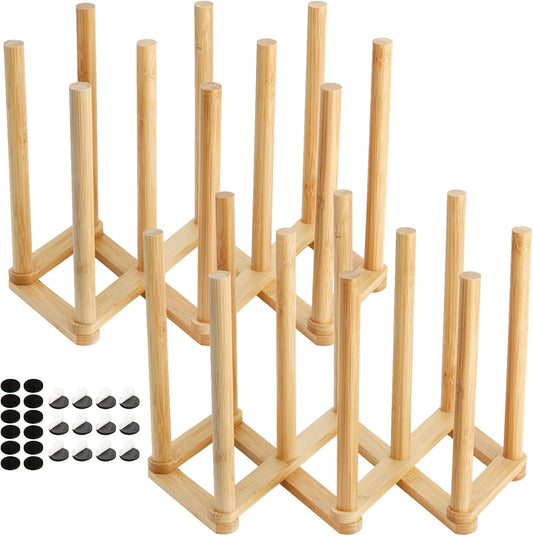 2 Pack Wooden Bottle Drying Rack - Retractable Bamboo Dish Drying Rack Plastic Bag Drying Stander Holder for Water Bottles, Dish, Plate, Cup, Book, Pot Lid, Cutting Board, Reusable Baggies
