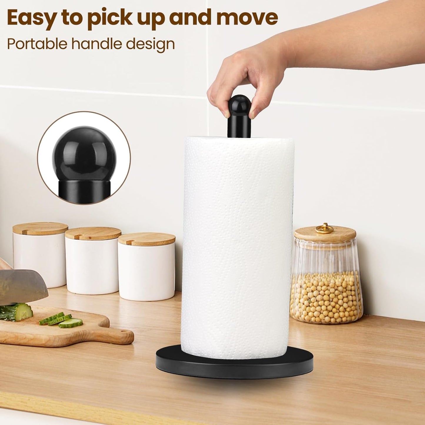 Paper Towel Holder, Black Kitchen Paper Towels Holder Stand