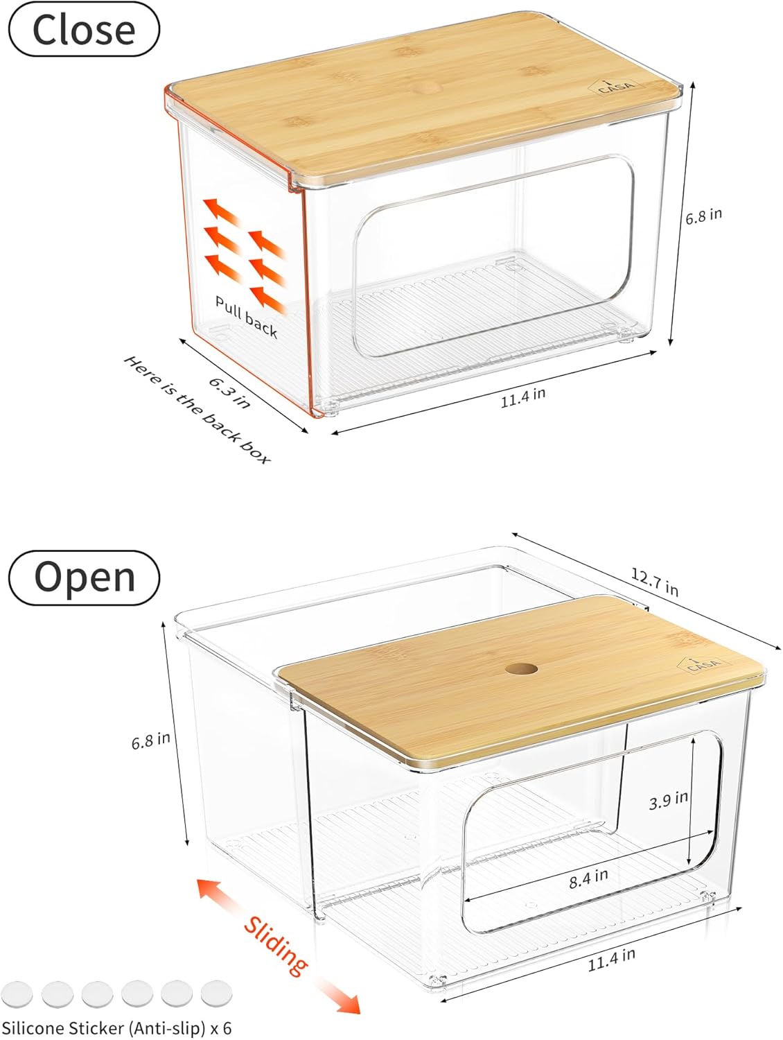 Trash Bag Dispenser Under Sink Organizer, 2-in-1 Acrylic Trash Bags Holder with Bamboo Lid
