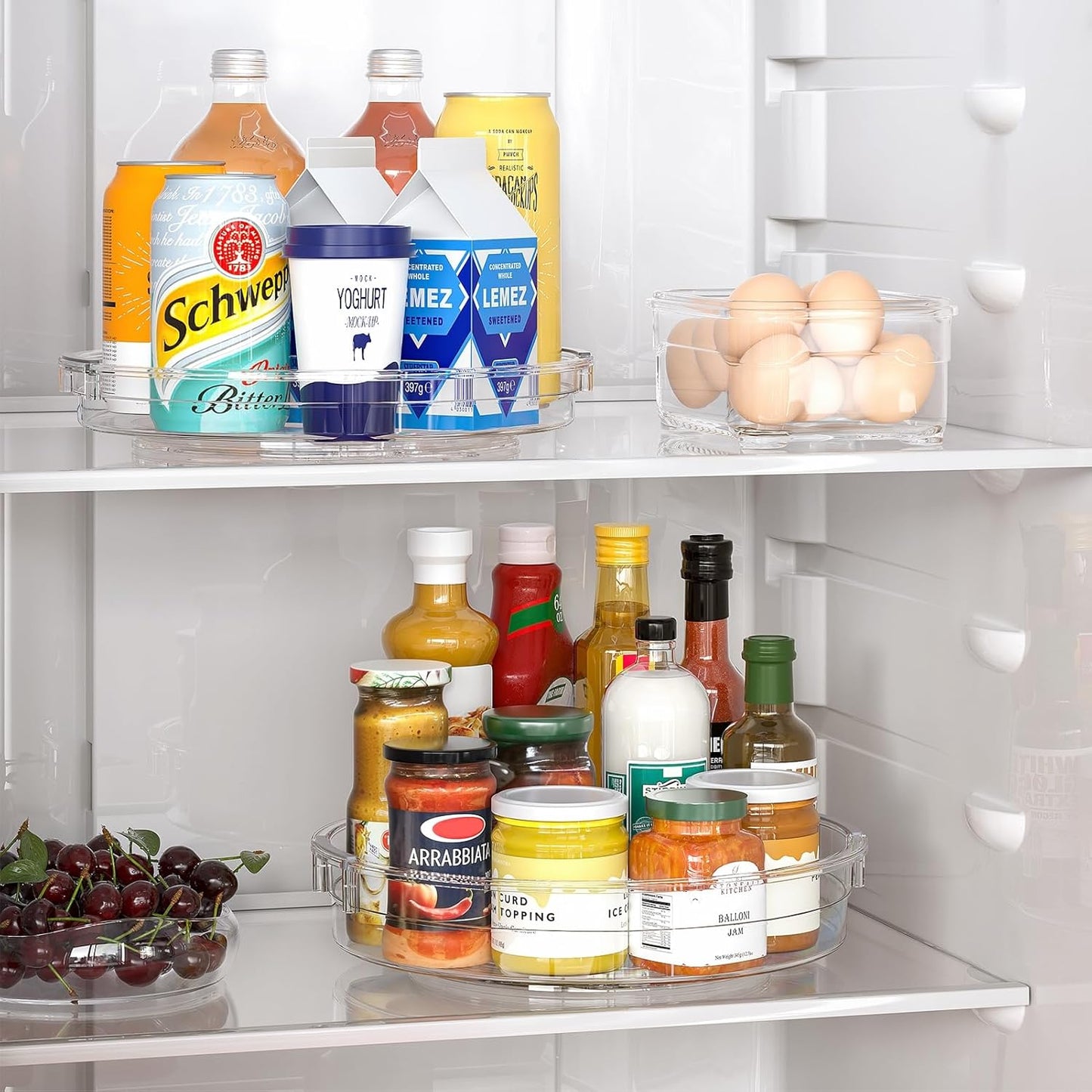 4 Pack Lazy Susan Organizer, Clear Lazy Susan Turntable for Cabinet, Refrigerator, Table Top