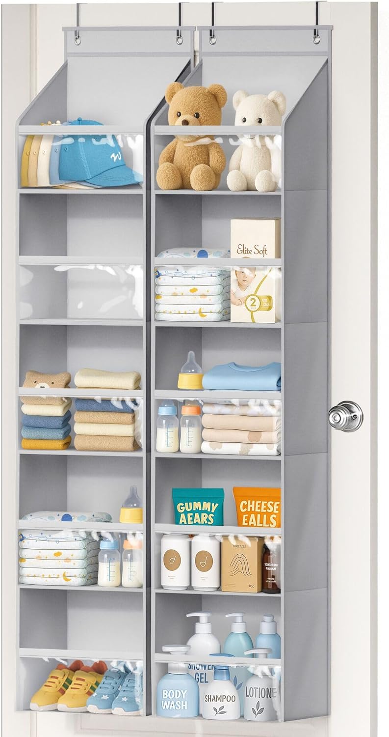 2 Pack Over the Door Organizer, Large Capacity Closet Door Hanging Organizer