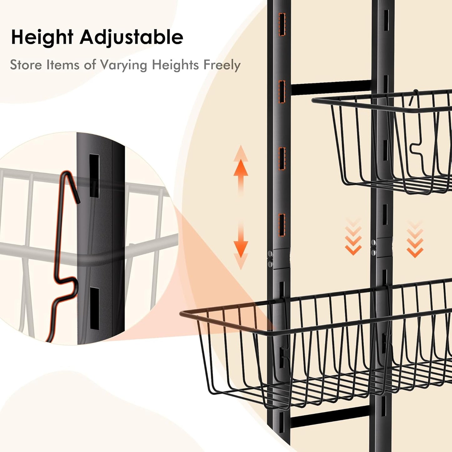 Over the Door Pantry Organizer, 8-Tier Adjustable Over the Door Hanging Spice Rack