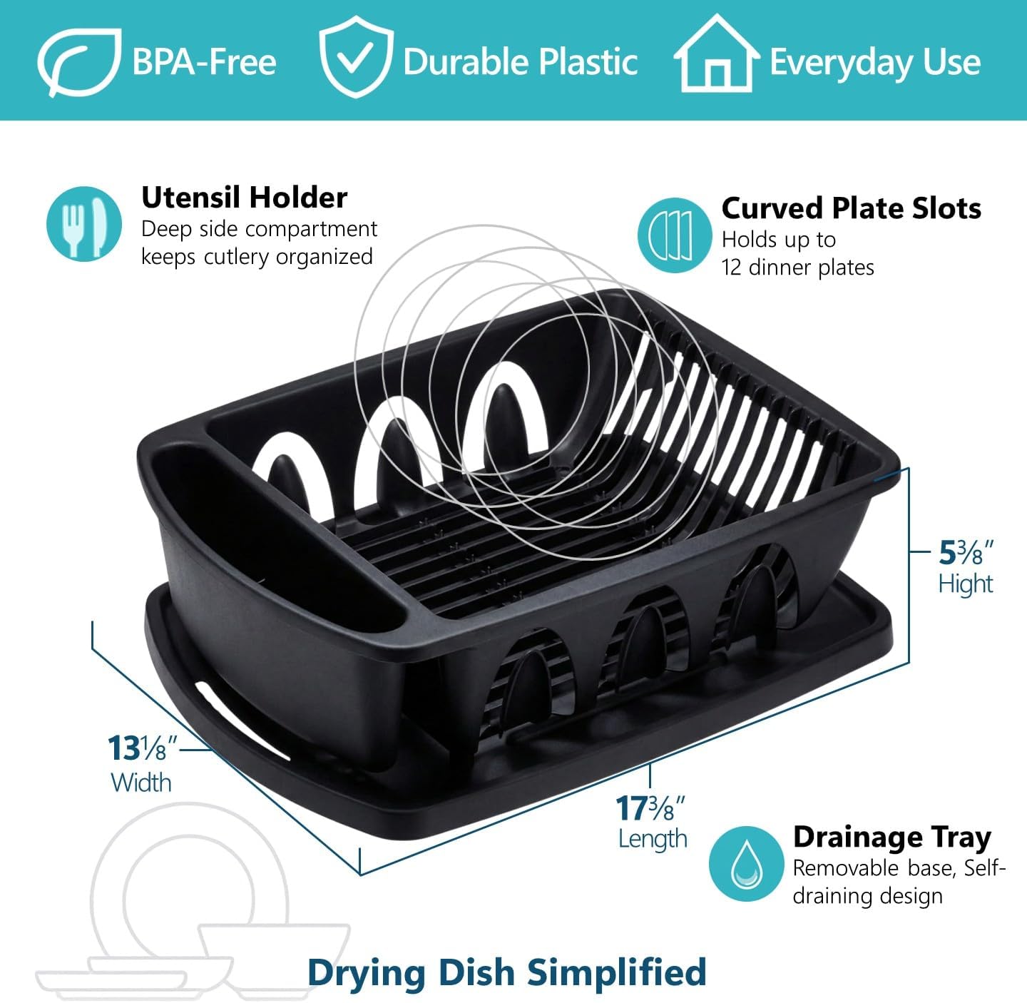 Sink Dish Drying Rack, Heavy Duty Hard Plastic Drying Rack