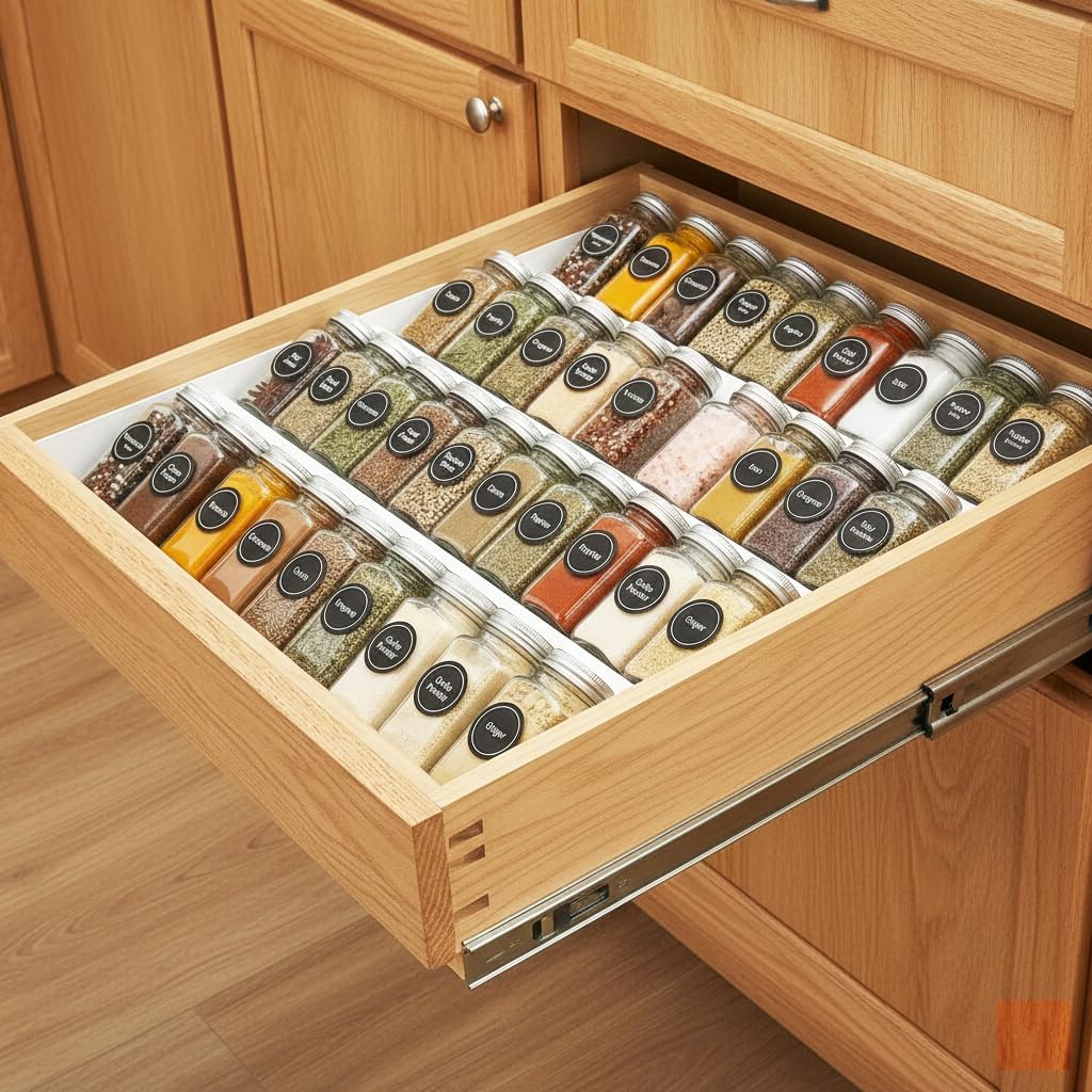 Spice Drawer Organizer, 4-Tier Metal Spice Rack for Drawer