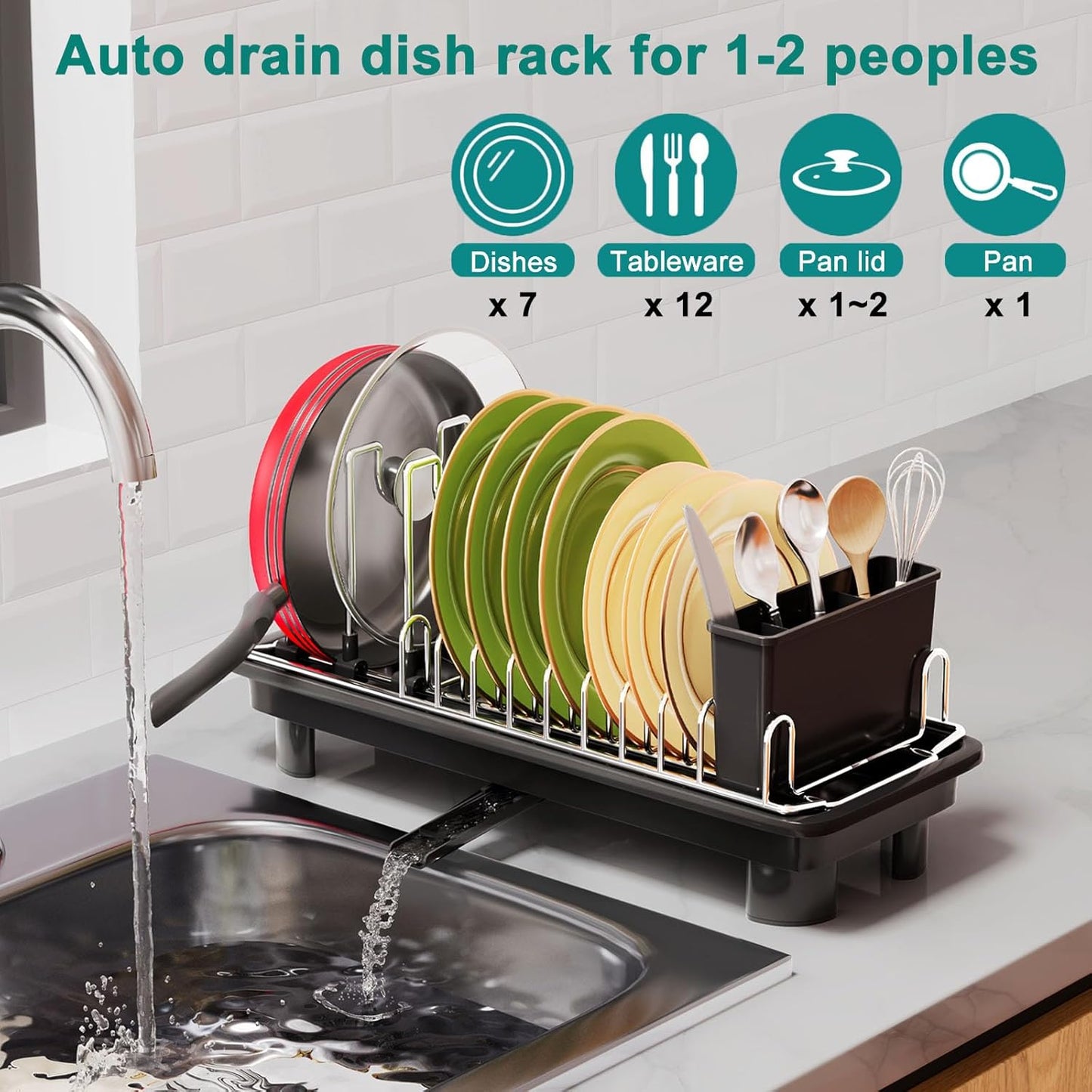 Compact Dish Drying Rack,Small Dish Rack for Kitchen Counter