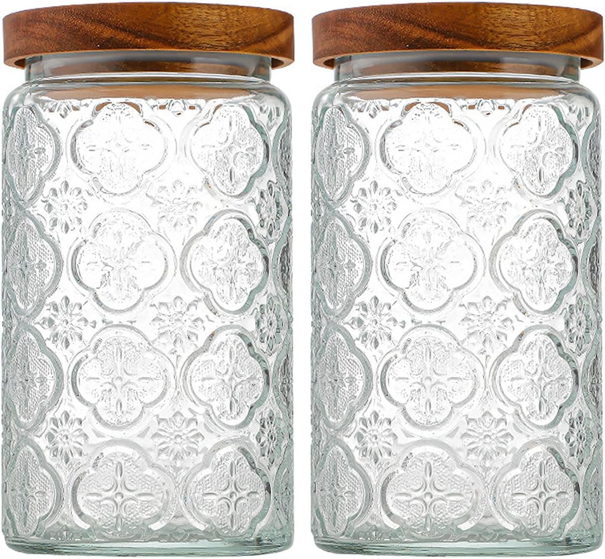 35oz/1000ml Glass Storage Jars with Nature Wood Lids