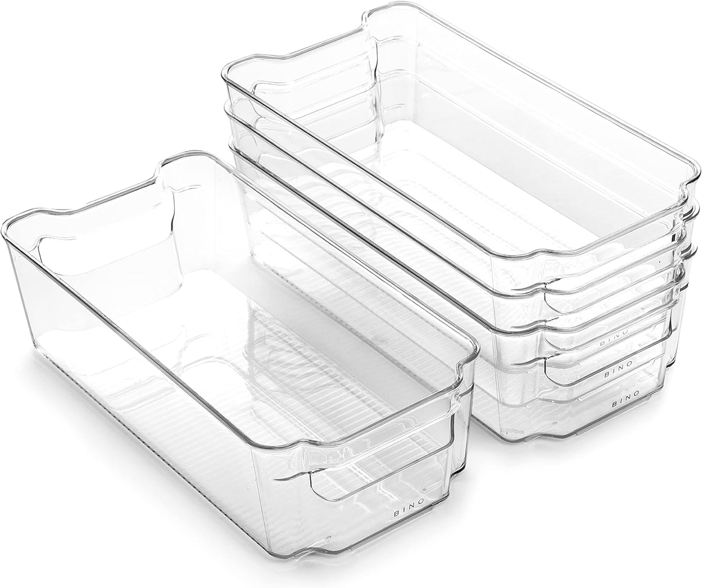 Stackable Storage Bins, Medium - 4 Pack | The Stacker Collection | Clear Plastic Storage Bins | Organization and Storage Containers for Pantry & Fridge | Multi-Use Organizer Bins | BPA-Free