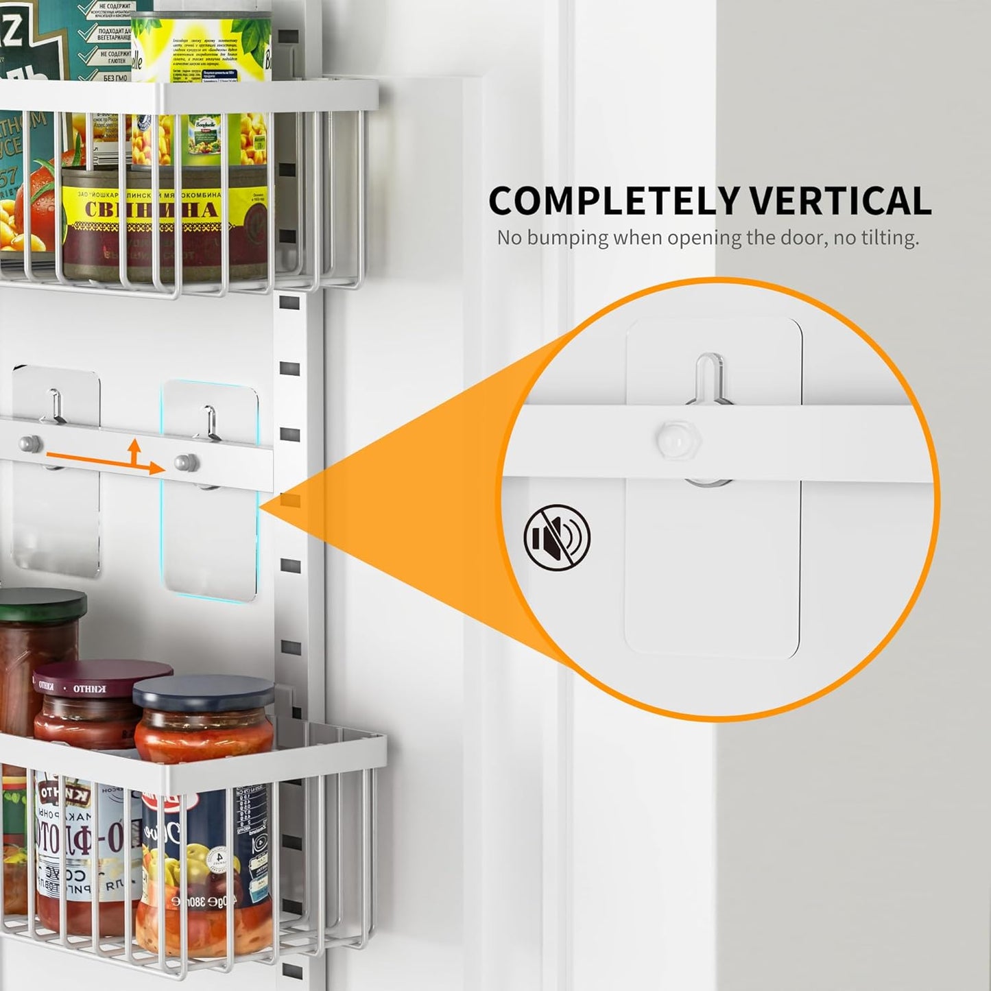 White Over The Door Pantry Organizer, Pantry Organization and Storage