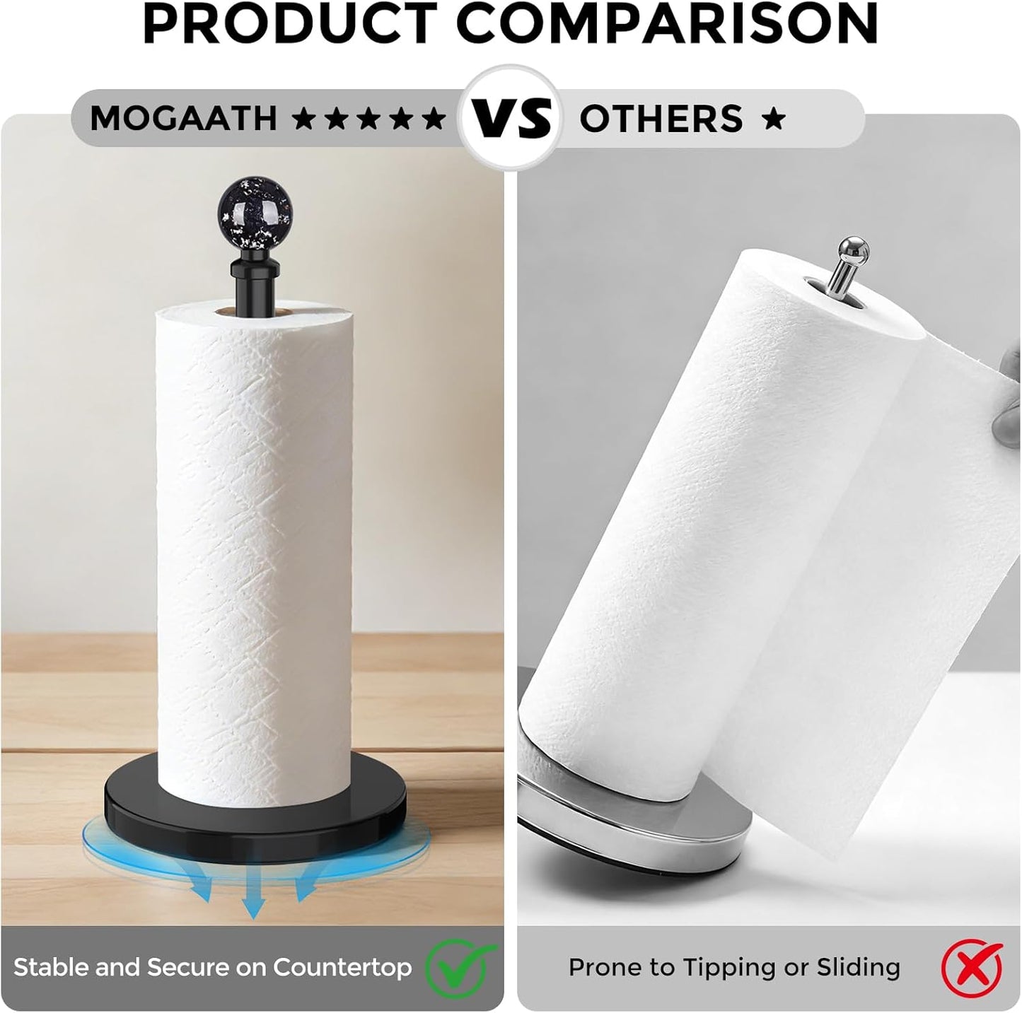 Black Paper Towel Holder Countertop, Unique Black Ball Decor,Brass Paper Towel Holder for Kitchen