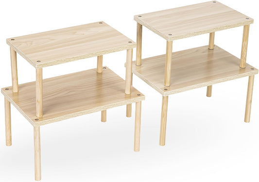 Wood Cabinet Organizer Shelf, Set of 4 Kitchen Counter Shelves