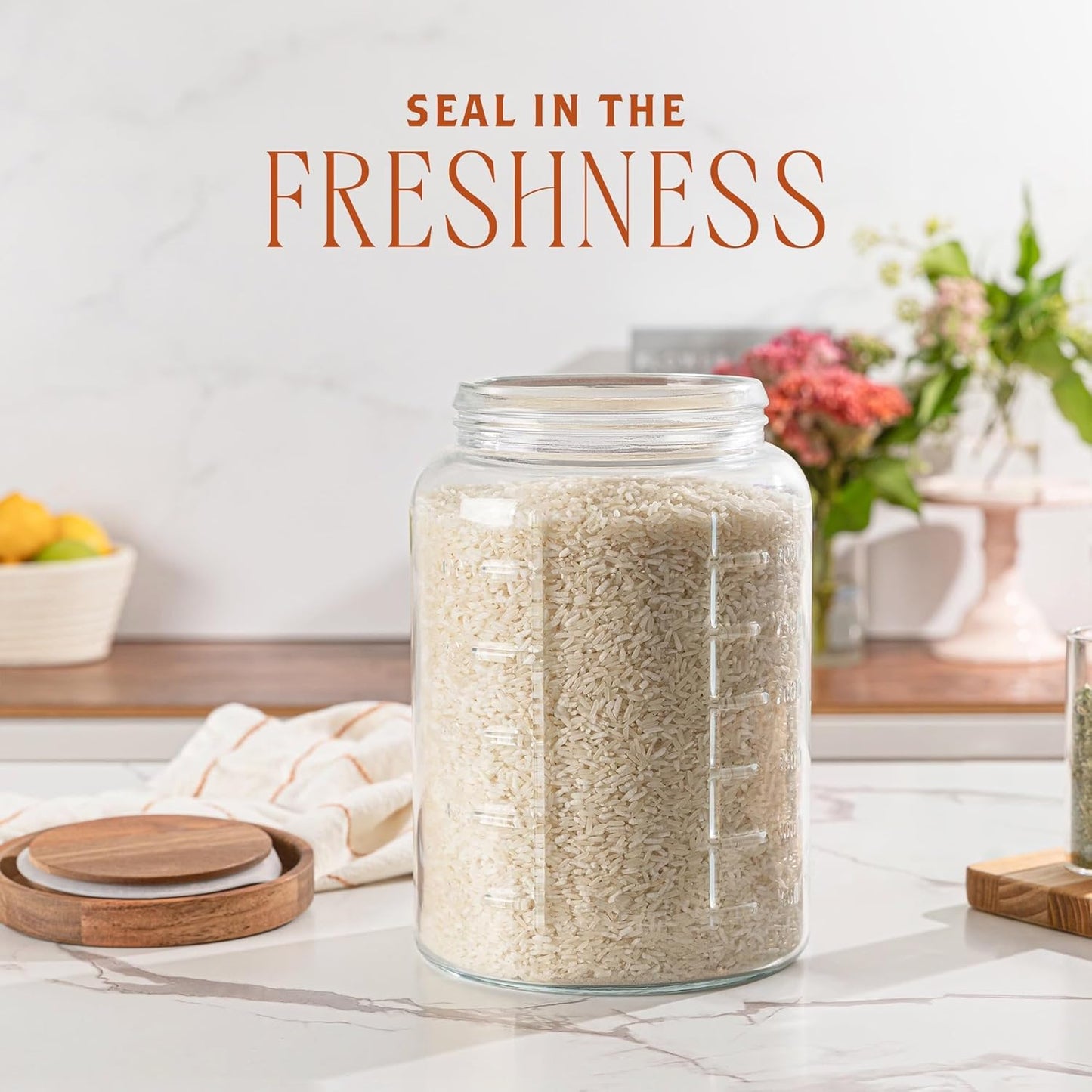 Extra Large Mason Jar - 1 Gallon Glass Wide Mouth Jar with Airtight Wooden Lid