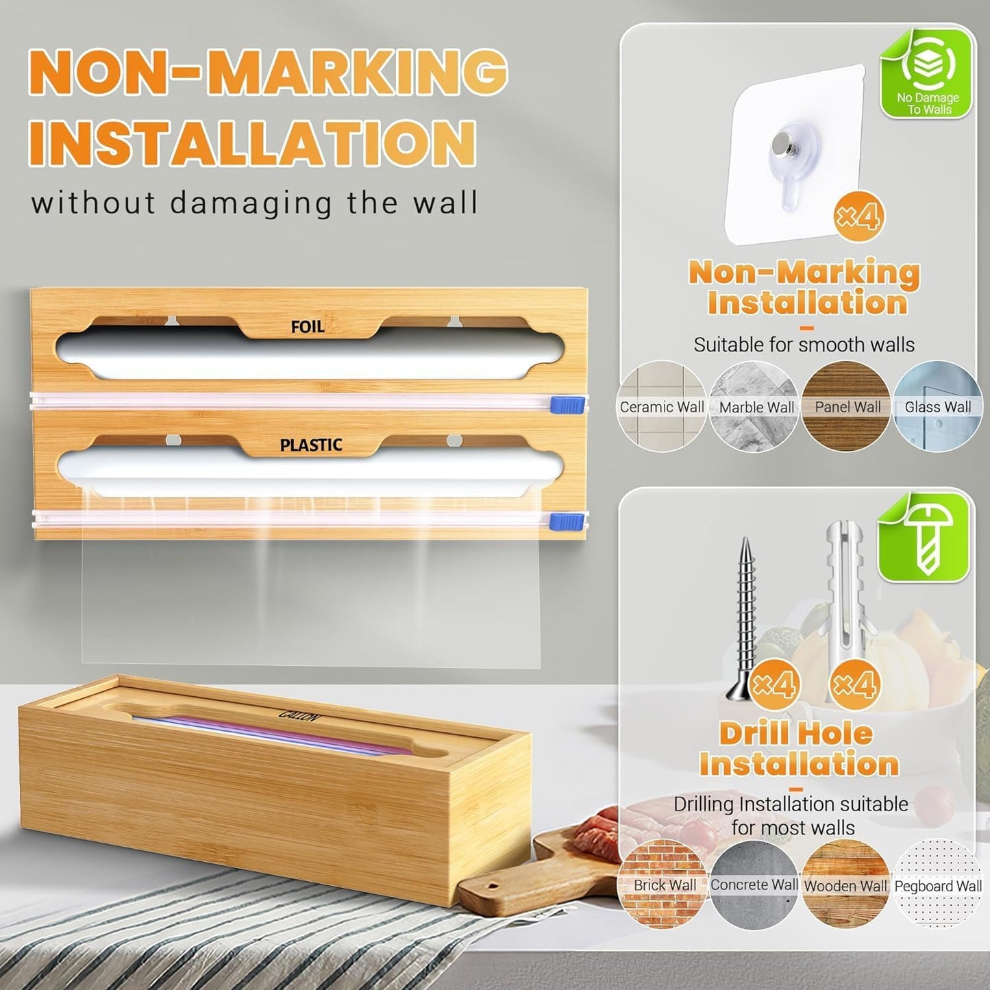 6 In 1 Bag Storage Organizer with Foil and Plastic Wrap Organizer