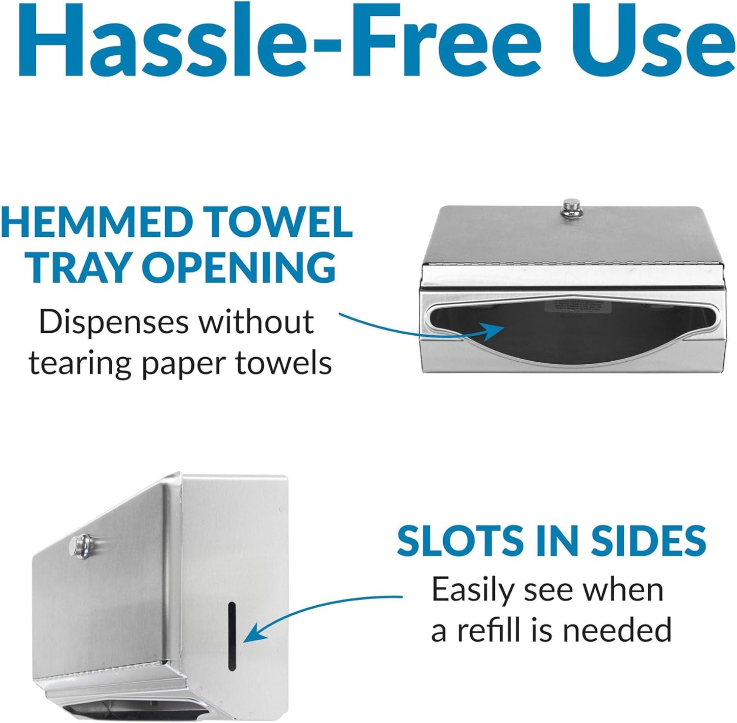 Wall-Mounted Paper Towel Dispenser – Stainless Steel, Holds 200 C-Fold or 275 Multifold Towels