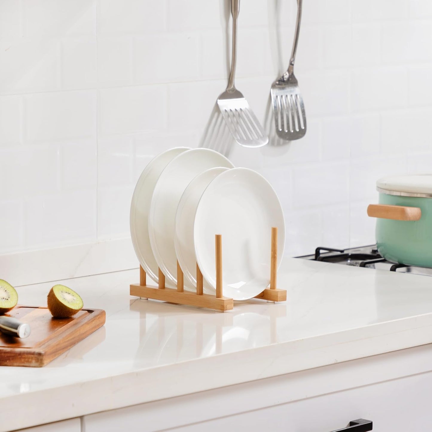 Bamboo Dish Drying Rack for Kitchen Counter and Cabinet