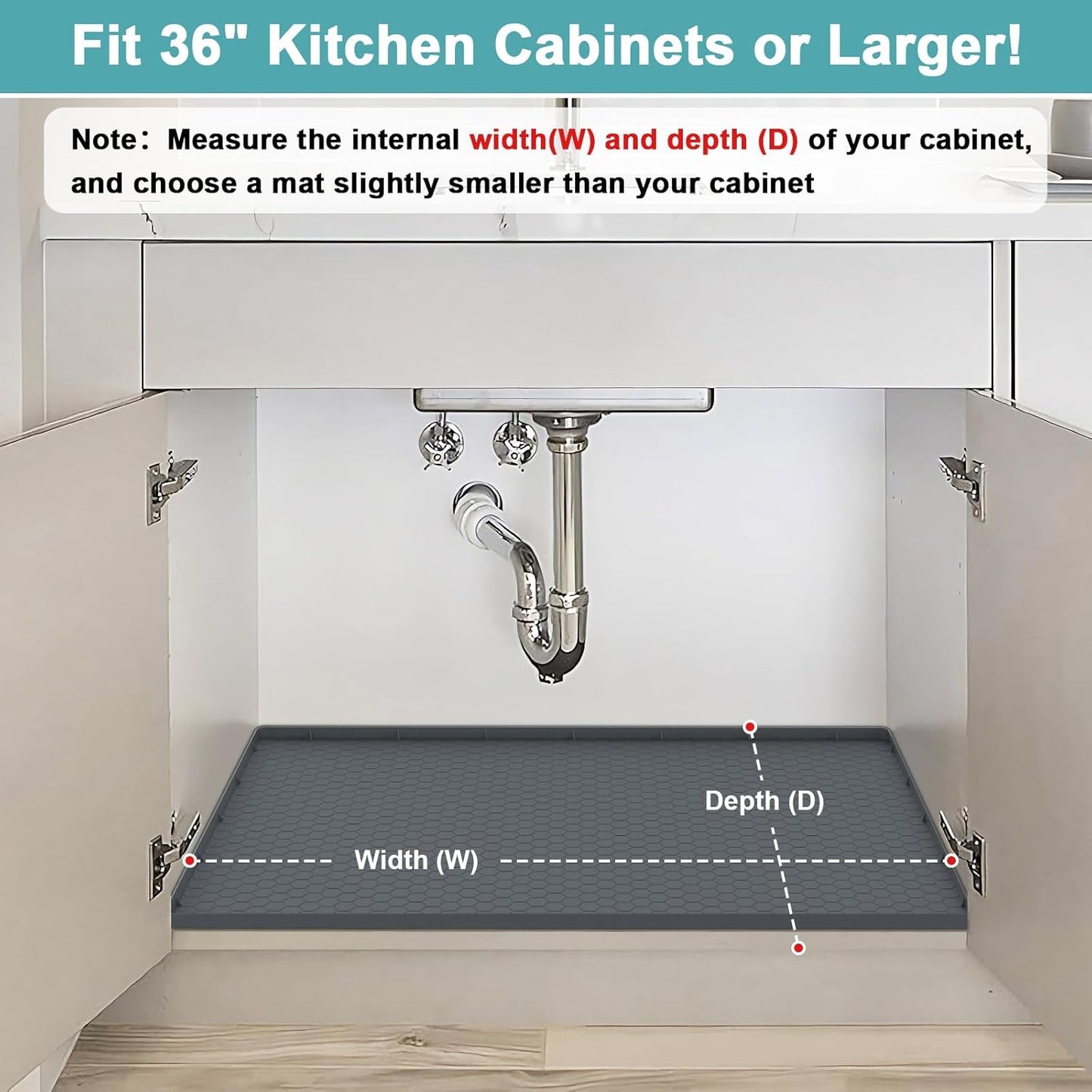 Under Sink Mats for Kitchen Waterproof 34" x 22"