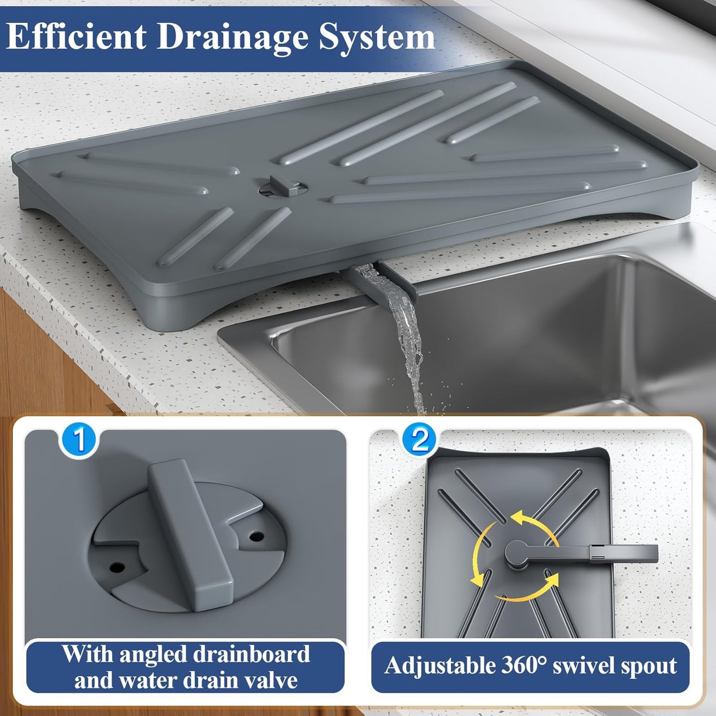 Dish Drying Rack for Kitchen Counter - Stainless Steel Dish Rack with Drainboard