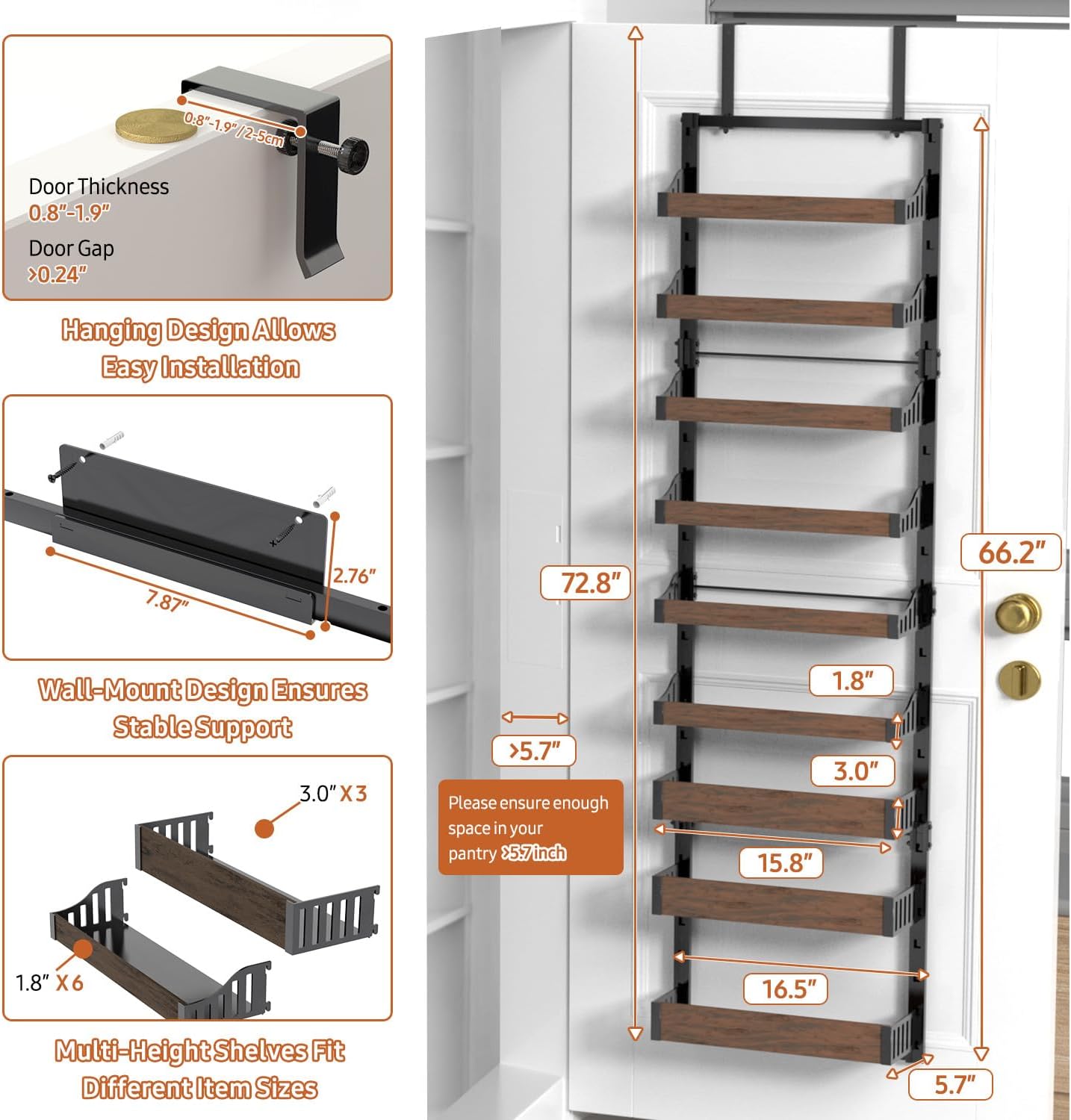 Over the Door Pantry Organizer: Pantry Organization and Storage with Hanging Basket