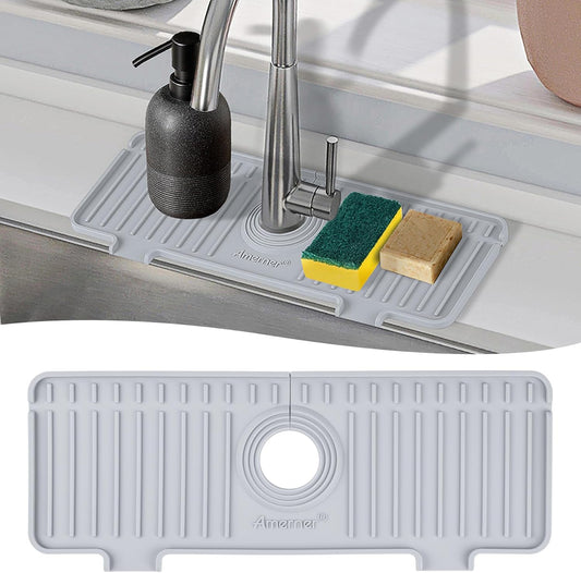 Kitchen Sink Splash Guard, Silicone Faucet Guard & Draining Mat