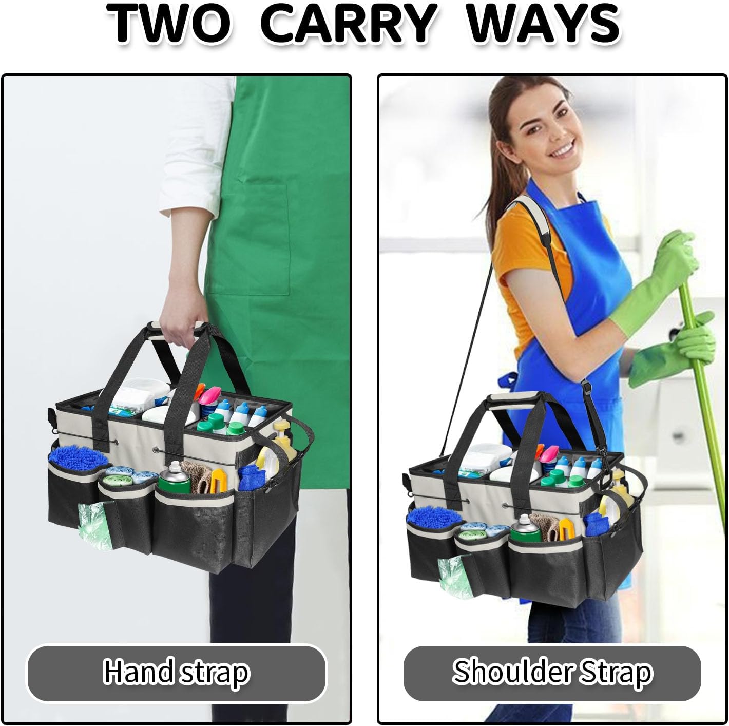 Cleaning Caddy Bag Wearable, Cleaning Caddy Supplies Organizer with Handle