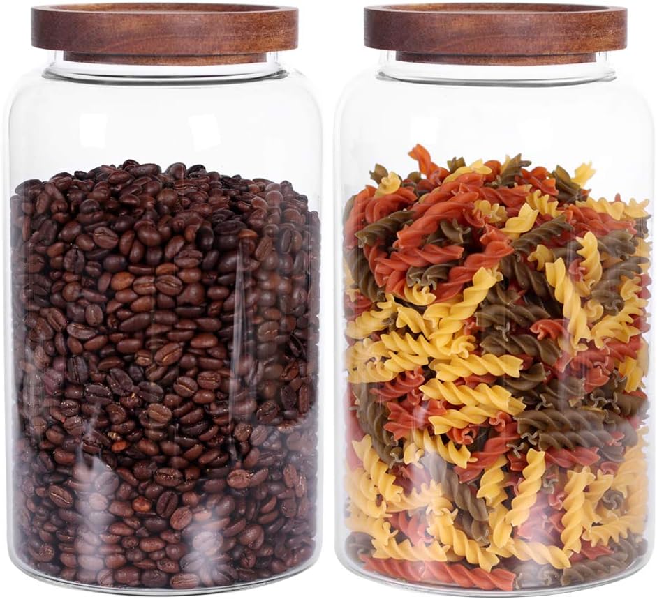 Large Glass Jar with Airtight Lid Set of 2 93 FL OZ(2750ml) glass canister set