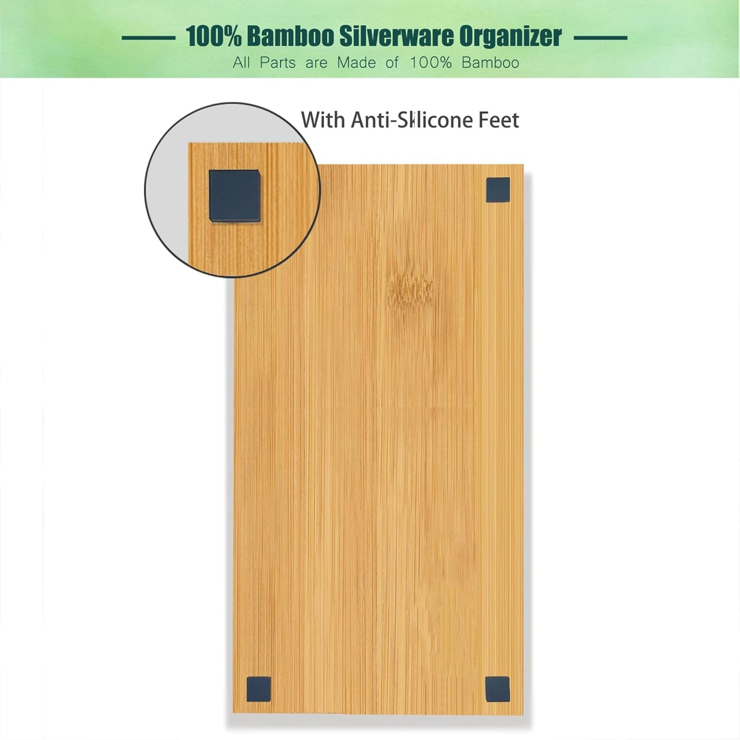 Bamboo Kitchen Drawer Silverware Organizer