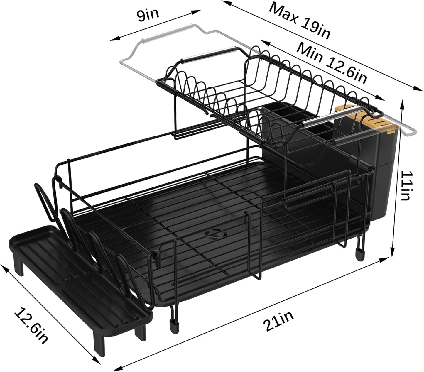 Large Dish Drying Rack with Drainboard Set