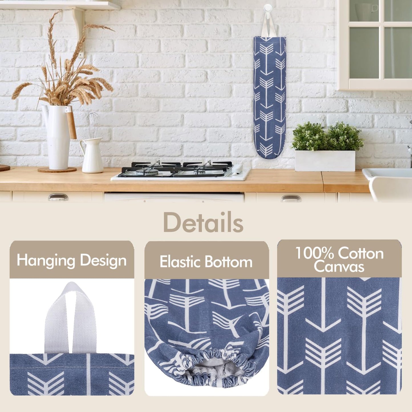 Plastic Bag Holder, Washable Grocery Wall Mount Organizer, Large Trash Storage Dispenser