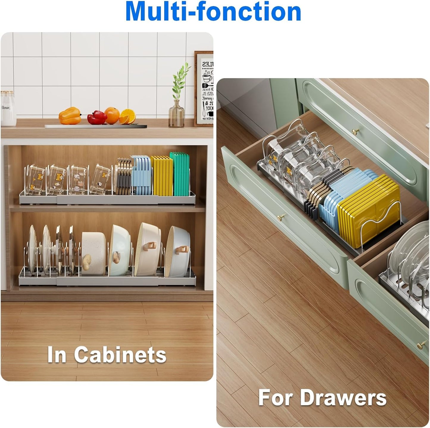 2 Pack Pots and Pans Organizer Under Cabinet